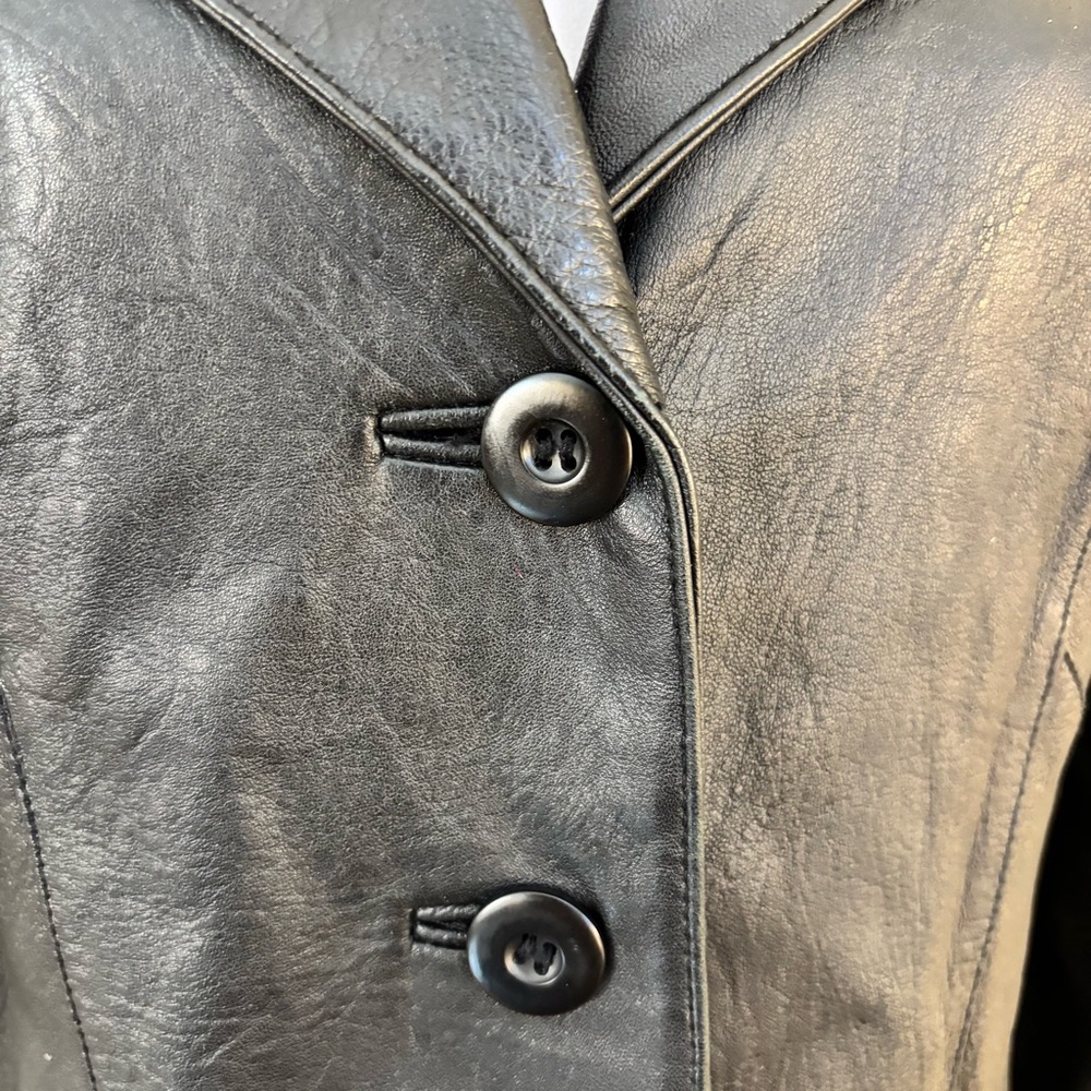 Wilson Leather Jacket Black Button Up Large - Picture 3 of 13